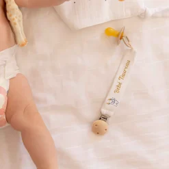 Attache sucette Taureau blanc en coton