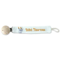 Attache sucette Taureau blanc en coton