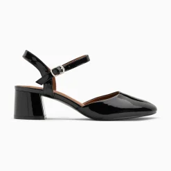 Babies à talon Angelica noires vernies
