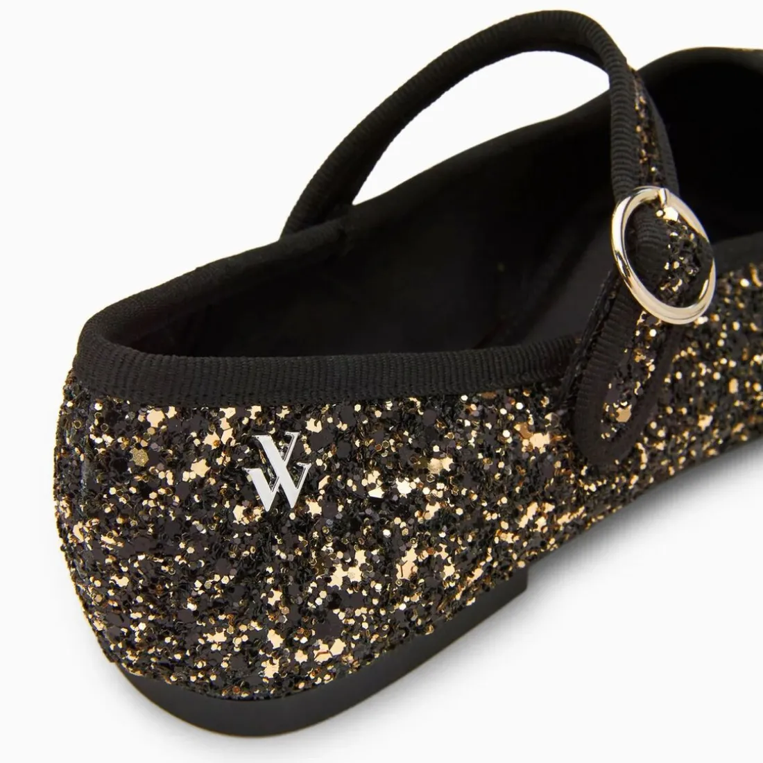 Ballerines Amelie à paillettes or et bride