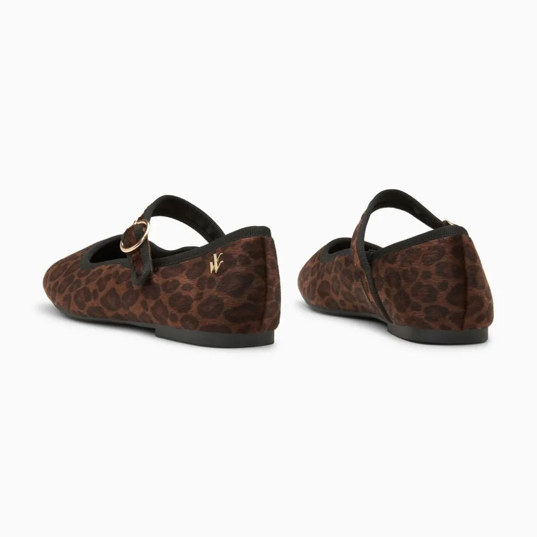 Ballerines en velours léopard marron à bride