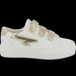 Basket femme CLOVIA blanc et or