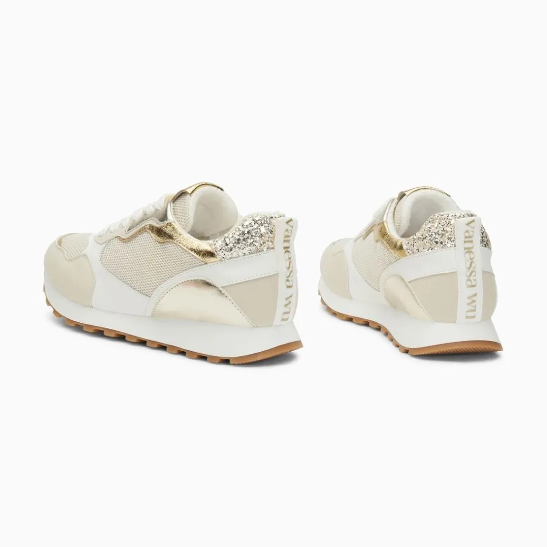 Baskets beige et or a semelle running