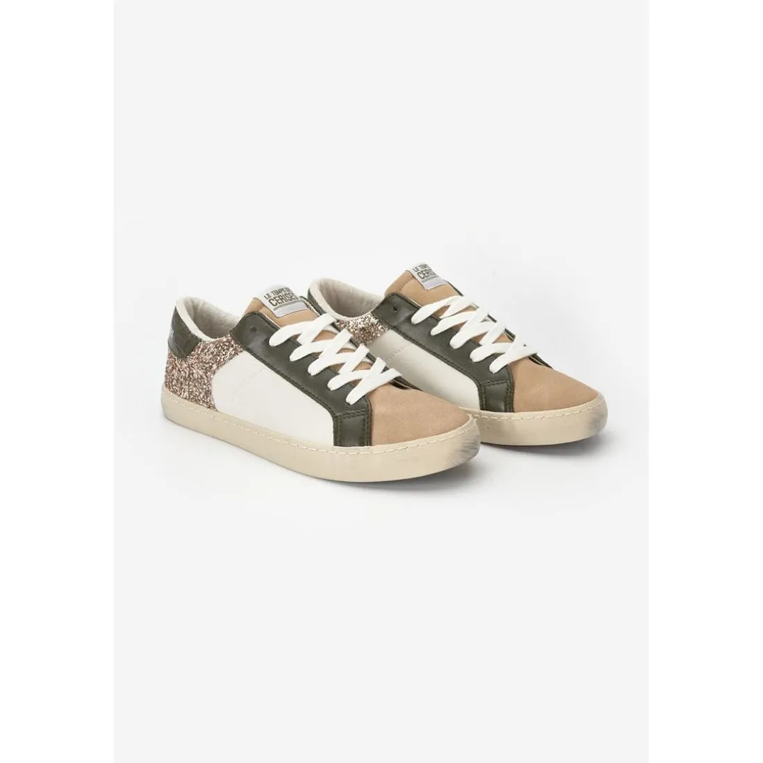 Baskets Bloom khaki à paillettes vert