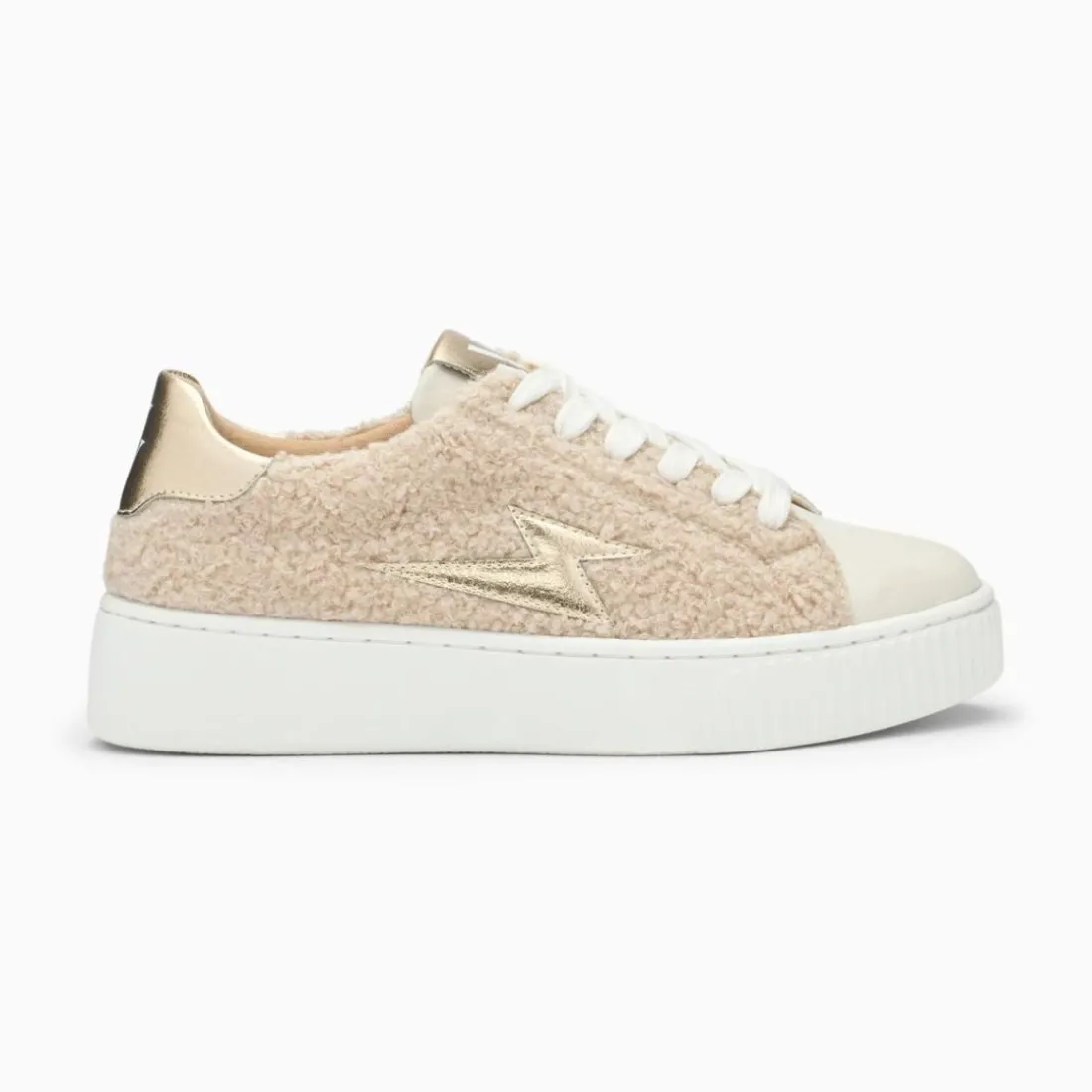 Baskets eclair a lacets beige