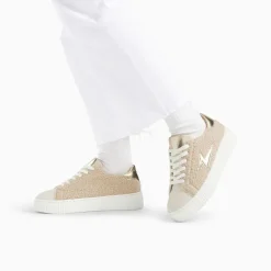 Baskets eclair a lacets beige