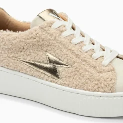 Baskets eclair a lacets beige