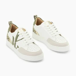 Baskets kaki JOYCE blanc en tissu