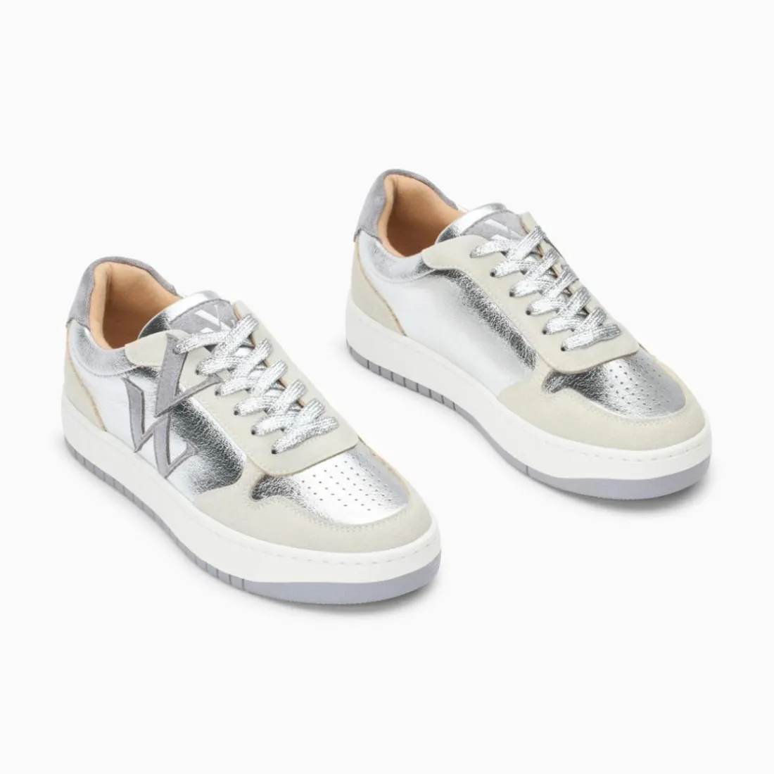 Baskets monogramme Cidem argent et gris