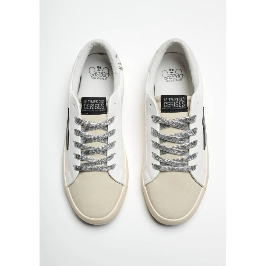 Baskets Soho blanches avec éclair noir gris Dina