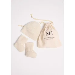 Bebepack bonnet et chaussons New born Pack/CAMILLE CHARLIE en cachemire blanc