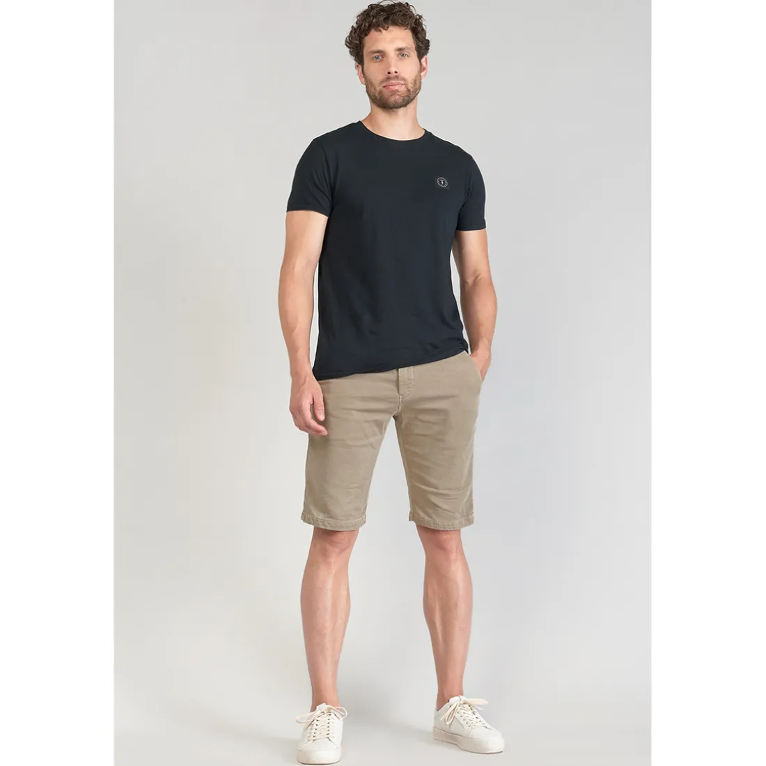 Bermuda chino Jogg Swoop beige sable jaune en coton