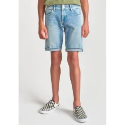 Bermuda garçon, en jeans Mike bleu clair délavé