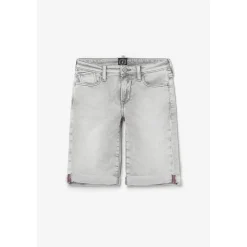 Bermuda garçon, Jogg Lo gris clair délavé en coton