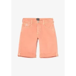 Bermuda garçon, Lo Jogg orange blanc en coton