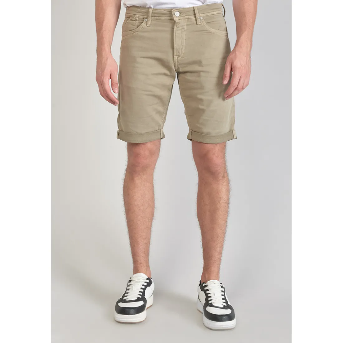 Bermuda Jogg Bodo beige blanc en coton