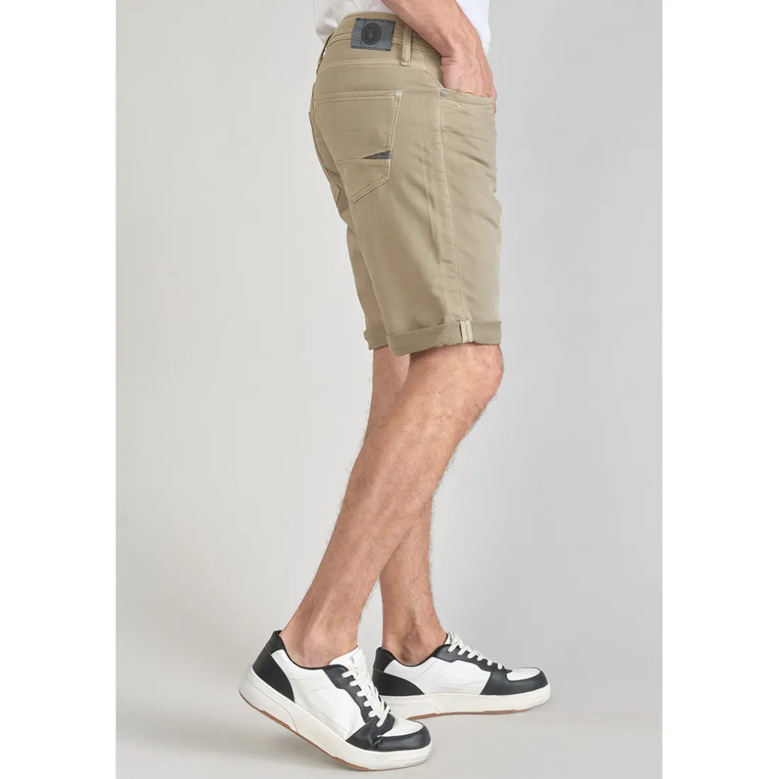 Bermuda Jogg Bodo beige blanc en coton