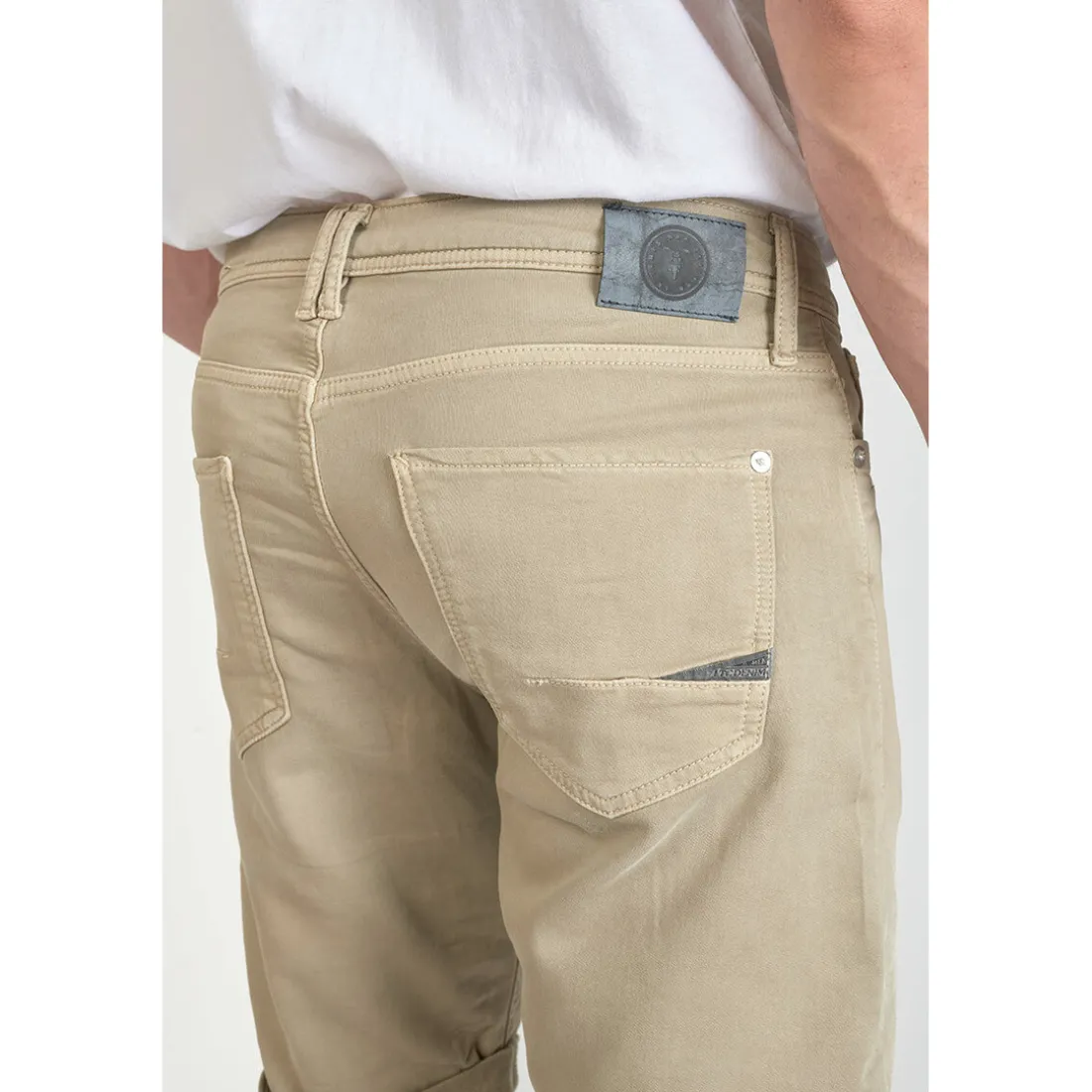 Bermuda Jogg Bodo beige blanc en coton