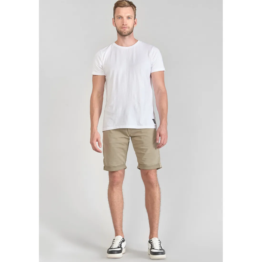 Bermuda Jogg Bodo beige blanc en coton