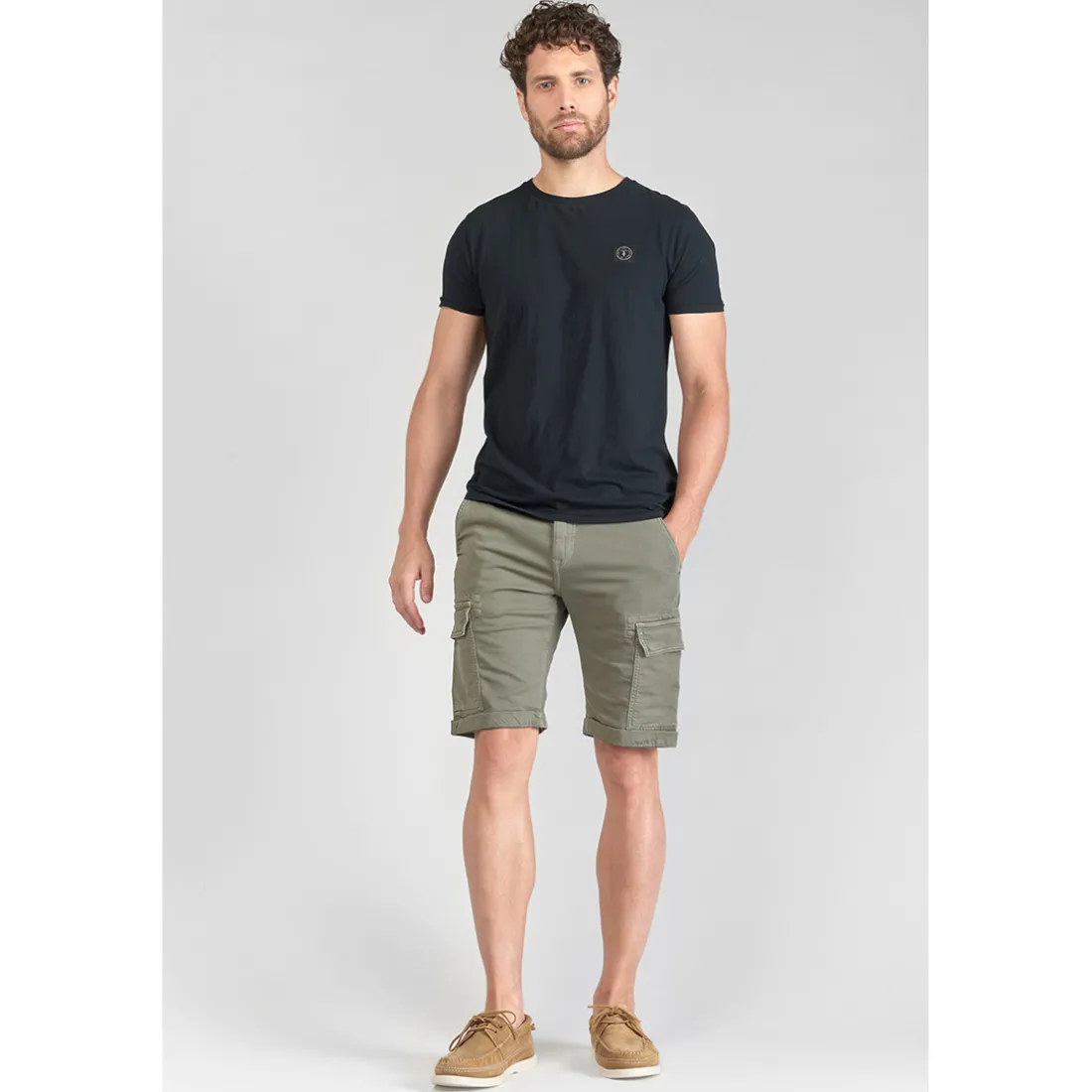 Bermuda Jogg Damon kaki vert en coton