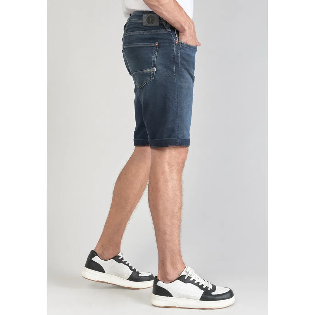 Bermuda Jogg Ed bleu gris en coton