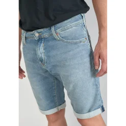 Bermuda Jogg Lo bleu délavé en coton à la toile très stretch