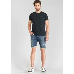 Bermuda Jogg Oc bleu délavé destroy en coton