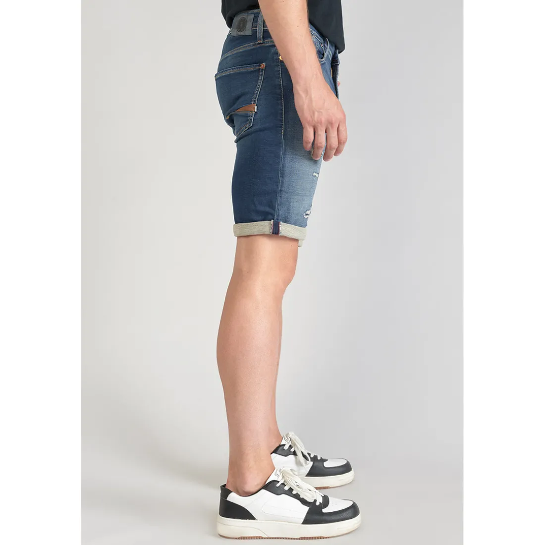 Bermuda Jogg Oc bleu délavé destroy en coton