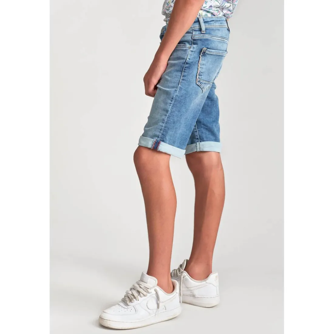 Bermuda short garçon, en jeans Jogg Loc bleu clair délavé
