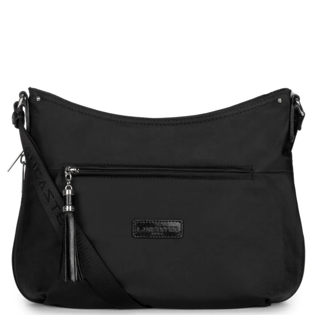 Besace Noire Zippée BASIC POMPON - Lancaster en tissu
