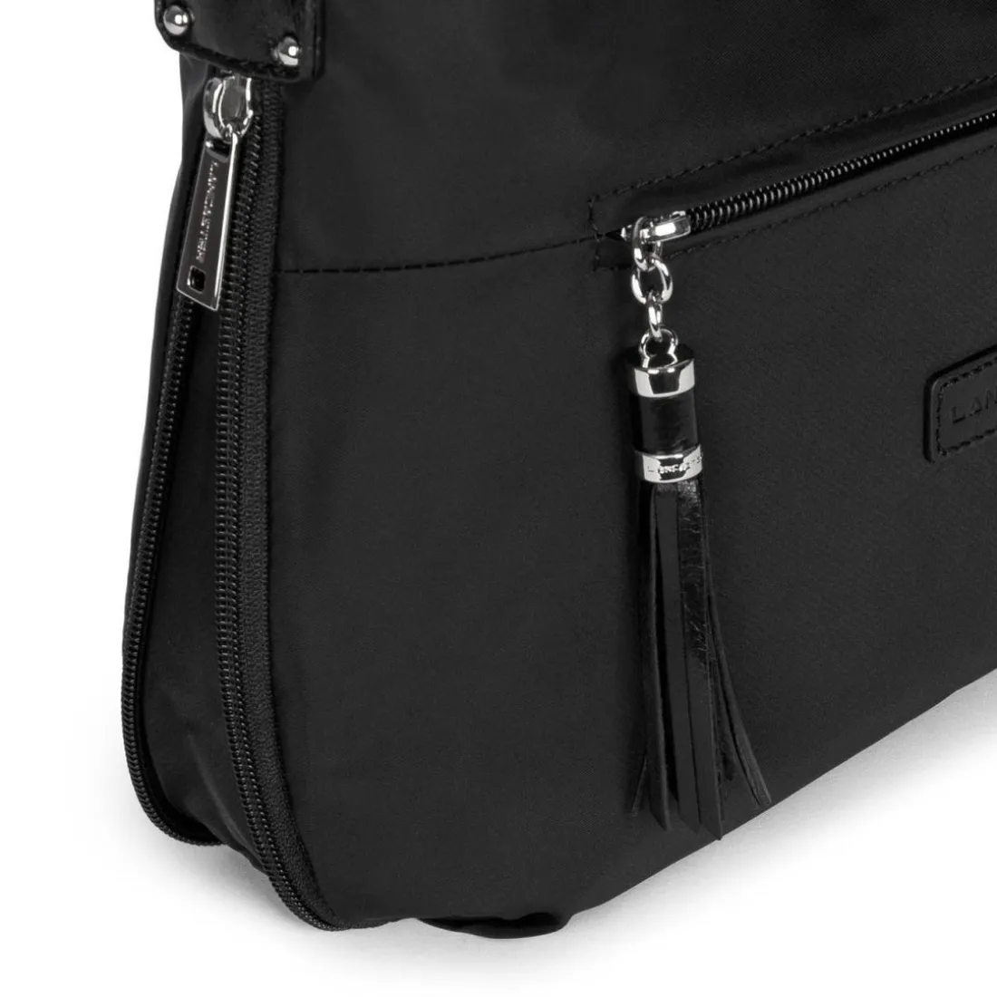 Besace Noire Zippée BASIC POMPON - Lancaster en tissu