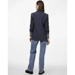 Blazer classique regular fit col à revers bleu Rhea