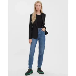 Blazer classique Slim Fit Col à revers noir en viscose