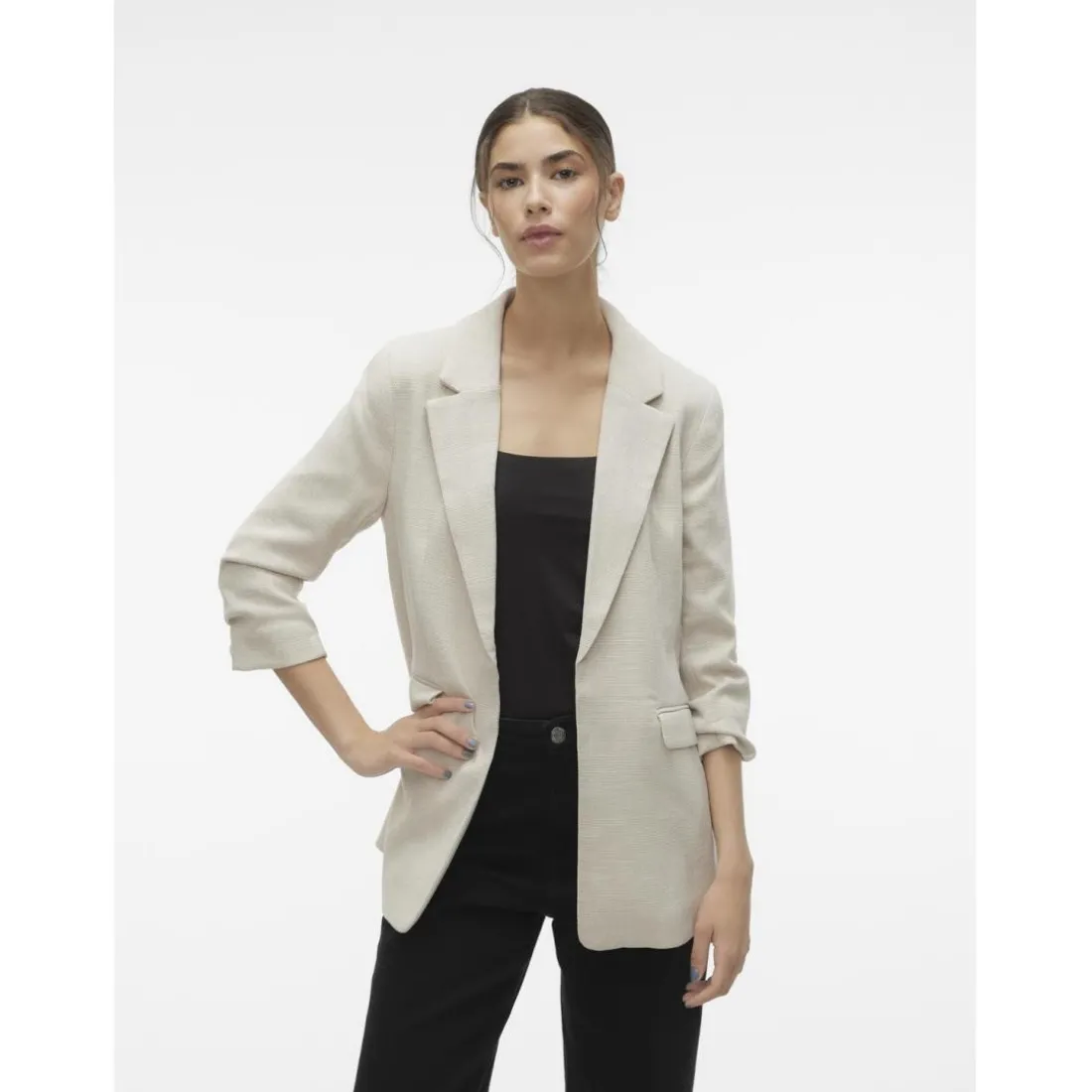 Blazer col à revers gris en viscose Agnes
