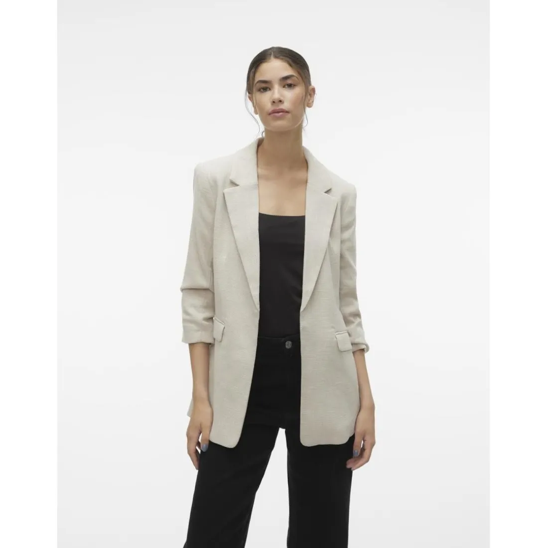 Blazer col à revers gris en viscose Agnes