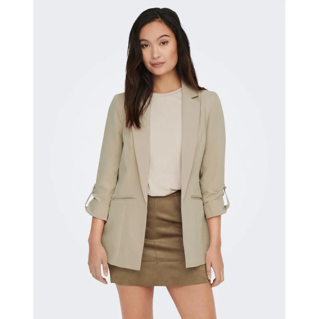 Blazer Col à revers Long beige