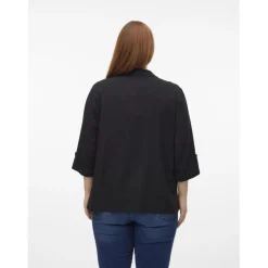 Blazer col à revers noir en viscose Ana