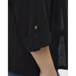 Blazer col à revers noir en viscose Ana