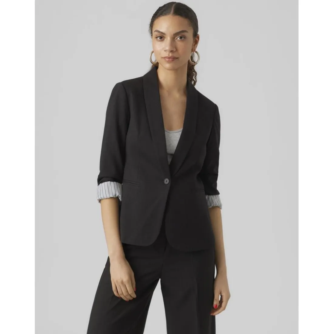 Blazer fermeture par bouton col à revers noir Clio