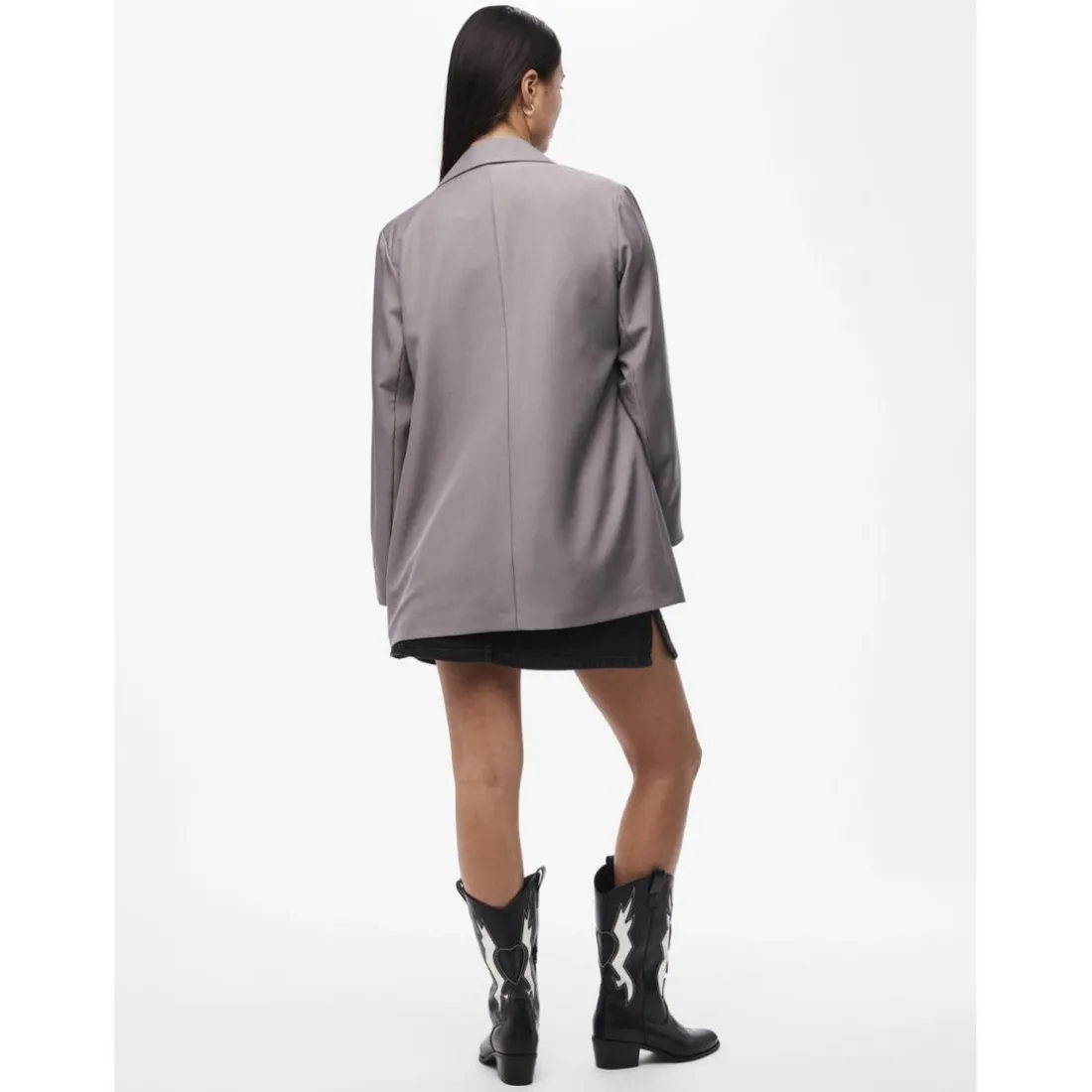Blazer oversize fit col à revers gris Gwen