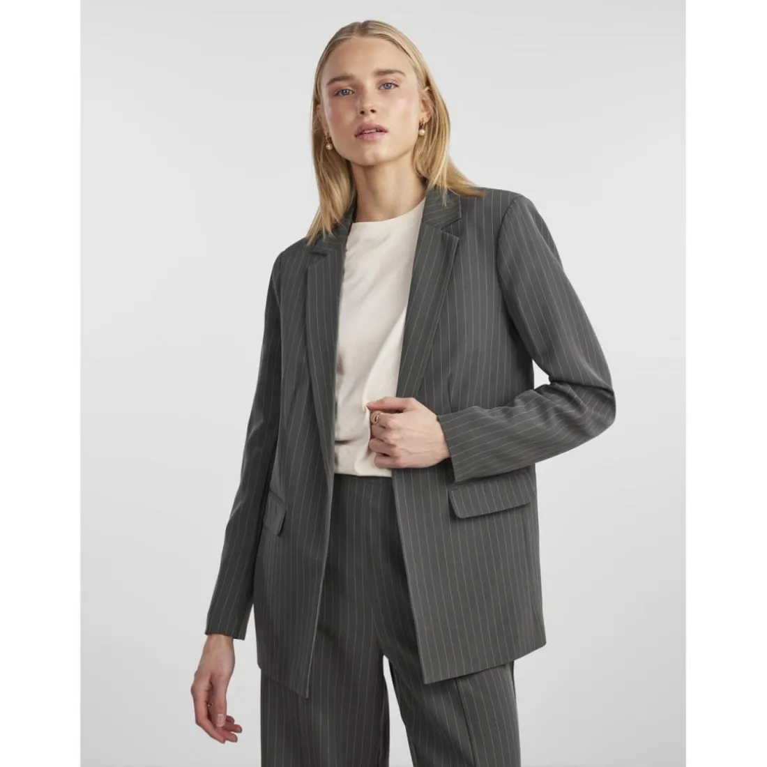 Blazer oversize fit revers à encoche gris
