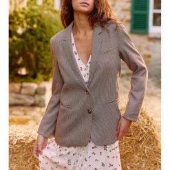 Blazer VICTORYA pied de poule beige foncé