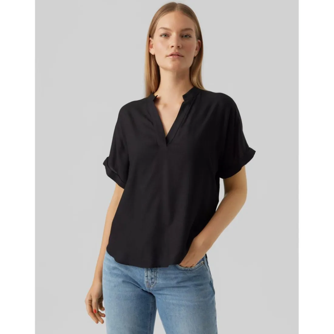 Blouse à manches larges - Noir en viscose