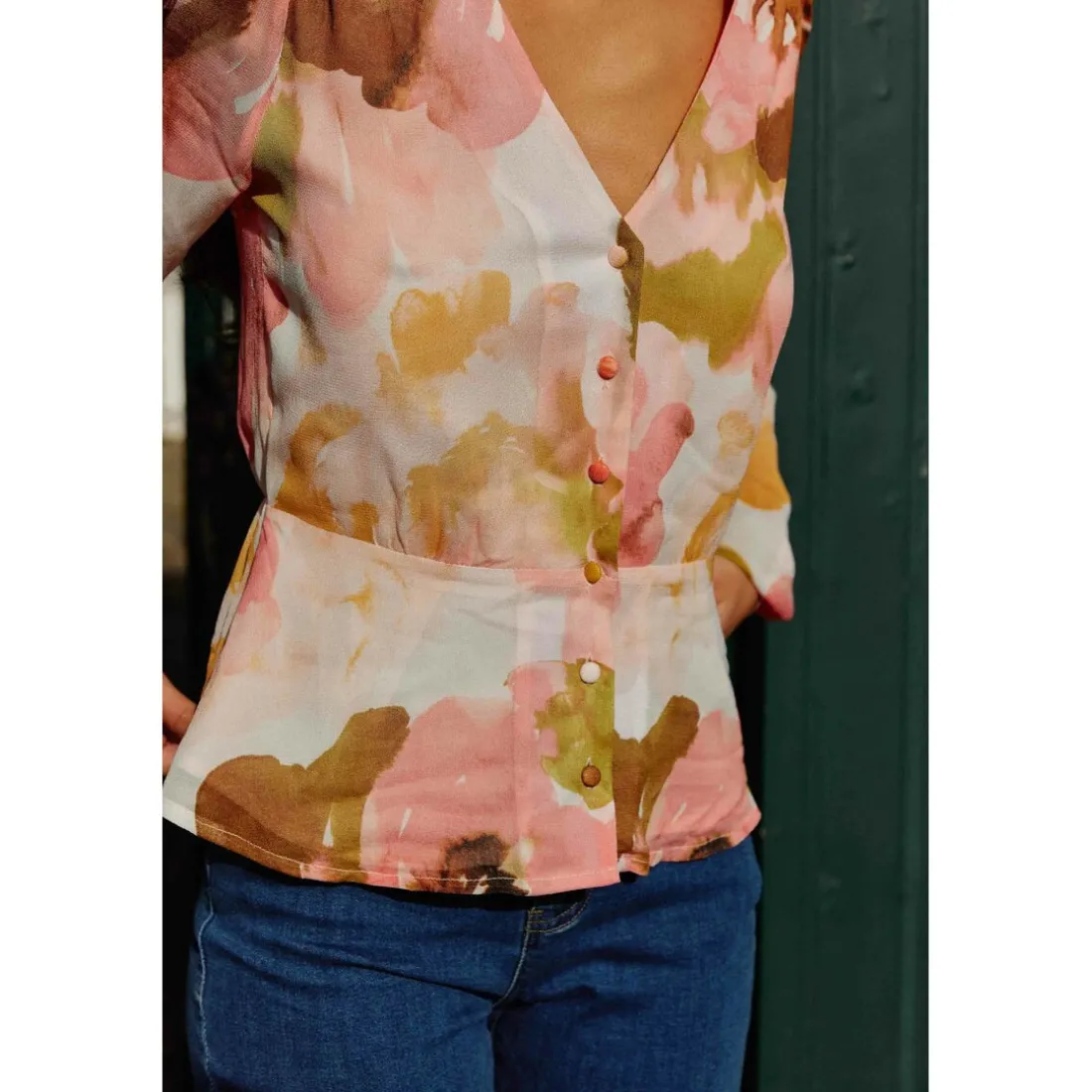Blouse BATIA romance en viscose rose