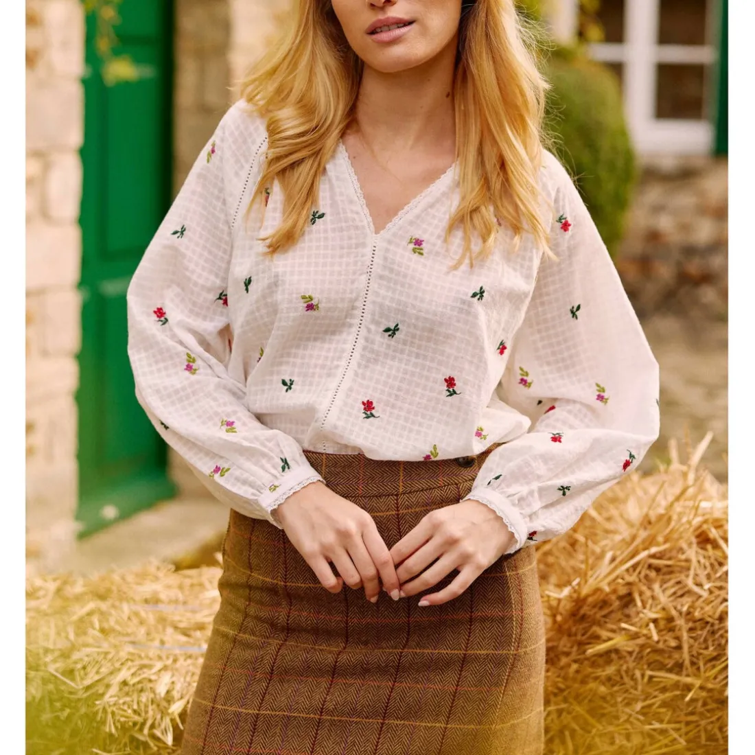 Blouse BENITA blanc en coton