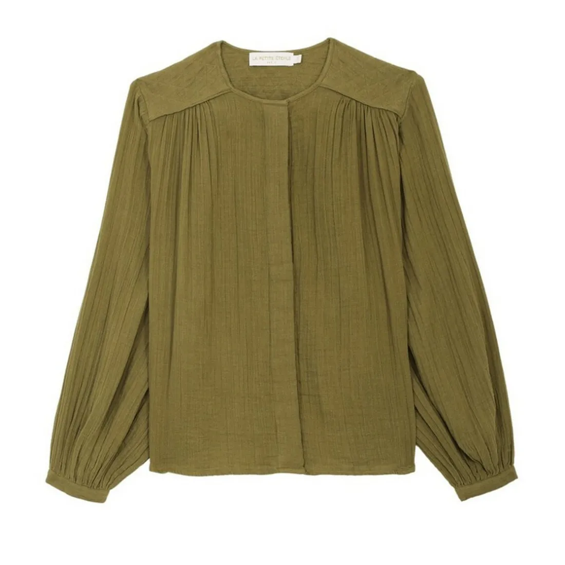 Blouse BERLIA kaki en coton
