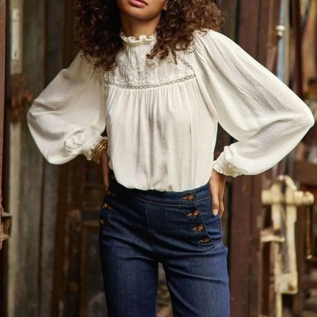 Blouse BIRSEN blanc en viscose