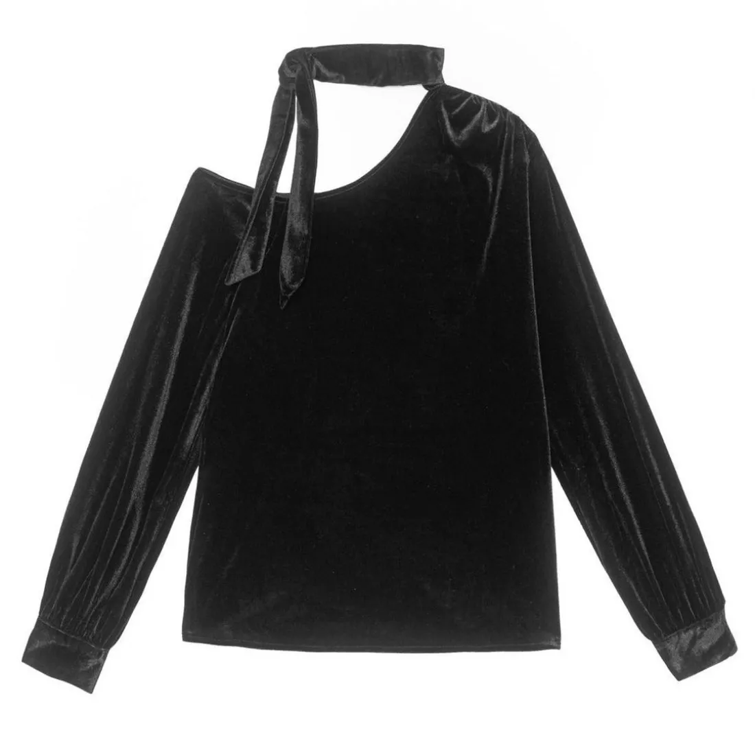 Blouse BRAYDON asymétrique en velours noir