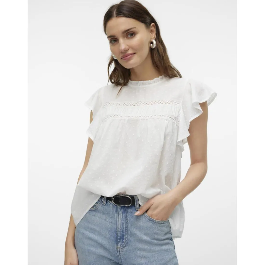Blouse brodée blanc en coton bio Anna