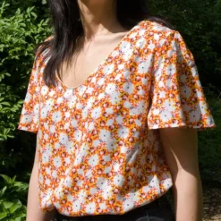 Blouse Caméléon - Magic flowers orange en viscose